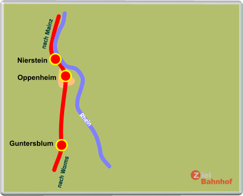 Nierstein Oppenheim Guntersblum nach Mainz nach Worms Rhein